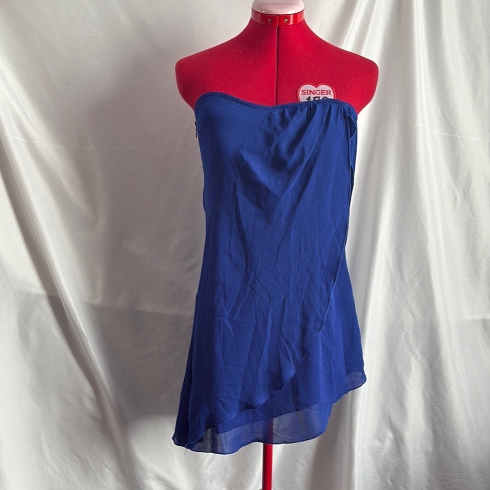 SM01 Tailored Wax Elegant Blue Strapless Dress
